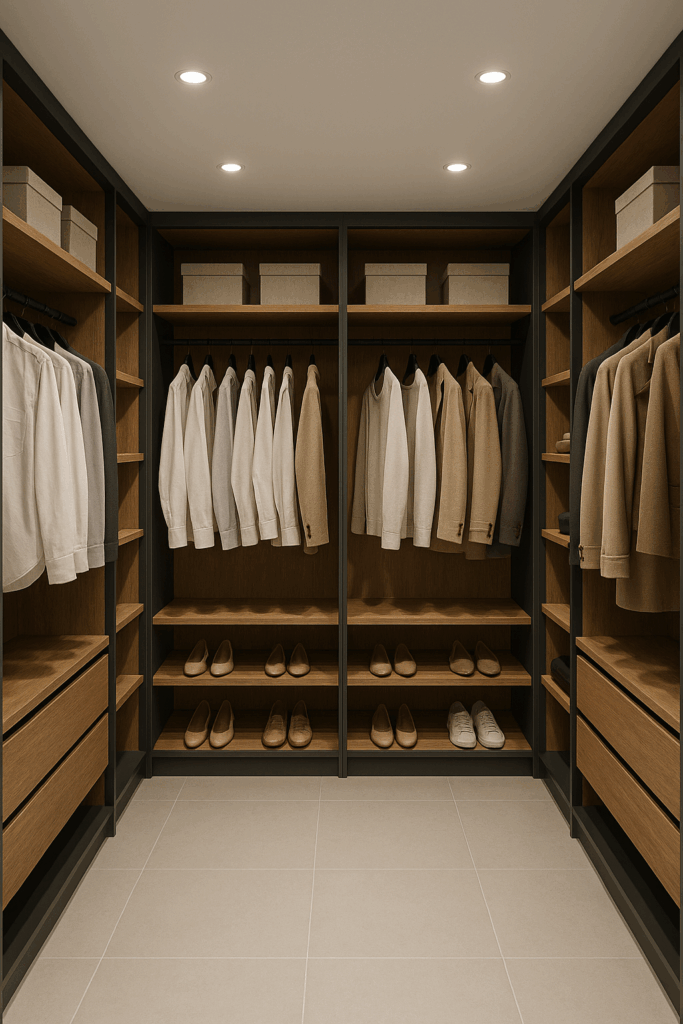 Vestavěné skříně - otevřený šatník